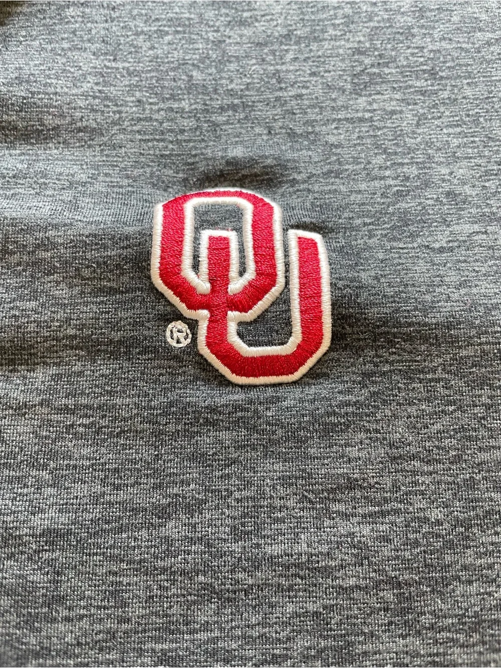 Jordan Men’s Charcoal Polo with Red Collar and Logo University of Oklahoma  OU
